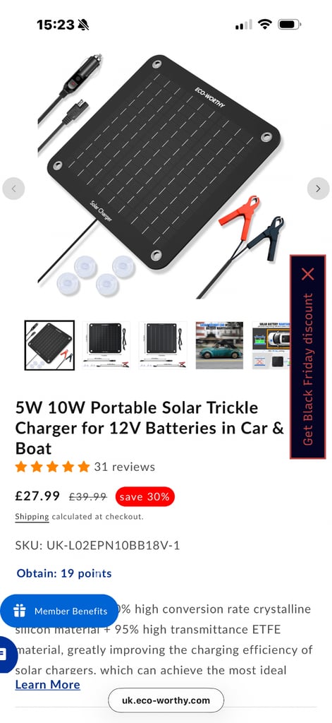 Solar panel to keep cat battery charged