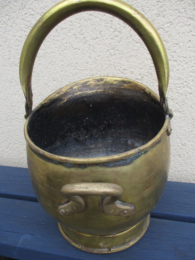 Vintage brass coal bucket