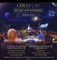 4 x Coldplay Tickets - Cardiff - £200 each - 6 June 2023