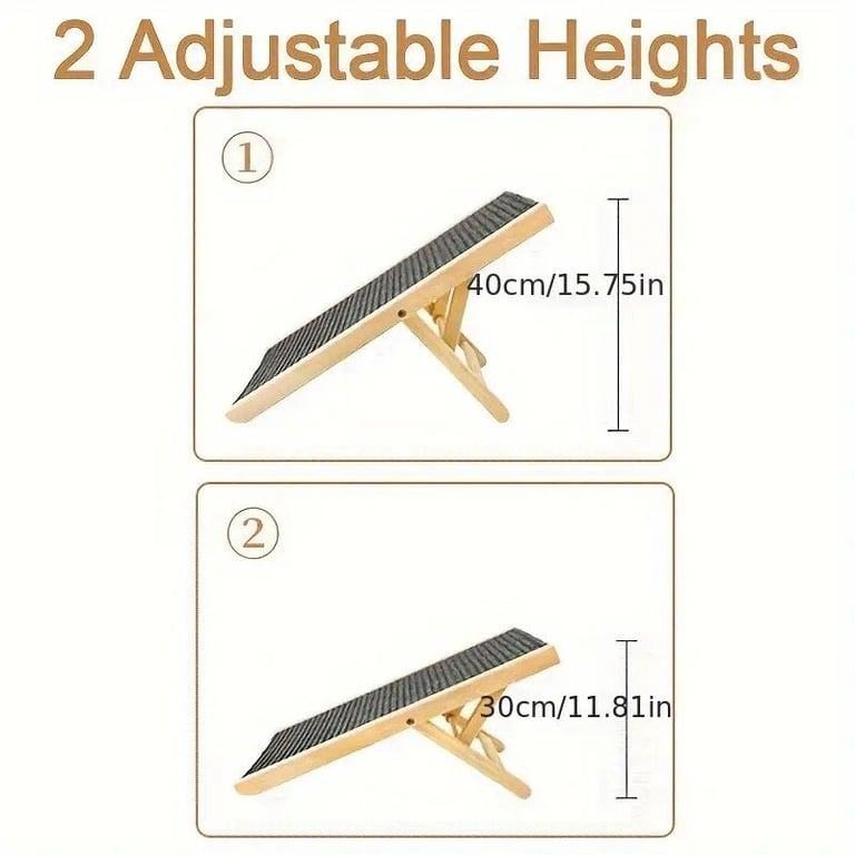 Dog Stairs Foldable Non-Slip Pet Ramp Adjustable Heights Ladder For Car Sofa Bed
