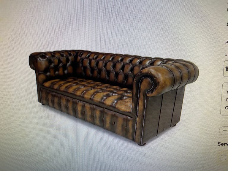 Brand New Brown Leather Chesterfield Sofa - Immaculate