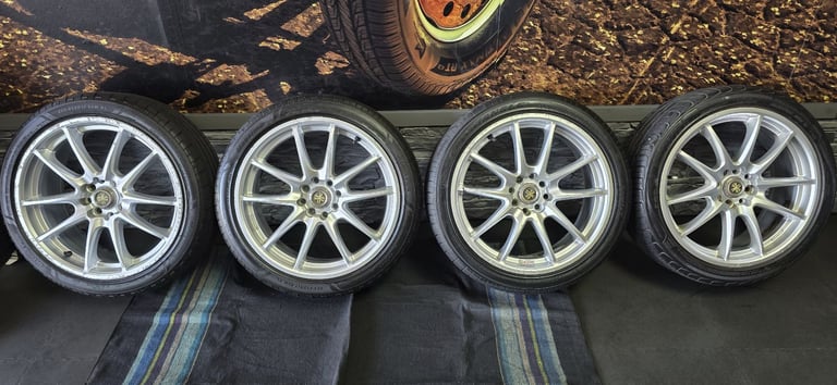 Wolfrance 17 alloy wheels + 4 x tyres 205 45 17 Mini Cooper Ford Vauxhall Suzuki Renault Citroe