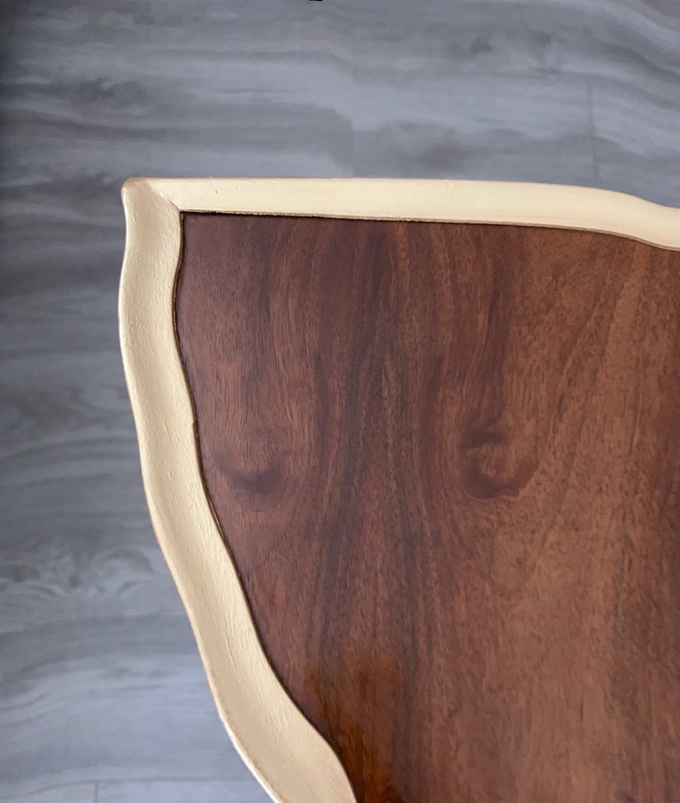 Restored, refinished demi lune table