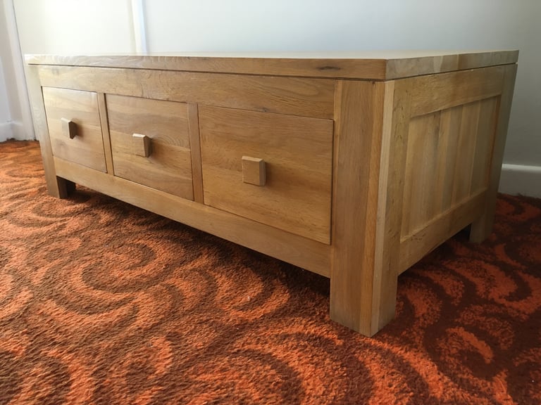 image for Rustic solid oak ‘Oakdale’ 6 drawers coffee table Oak furniture land