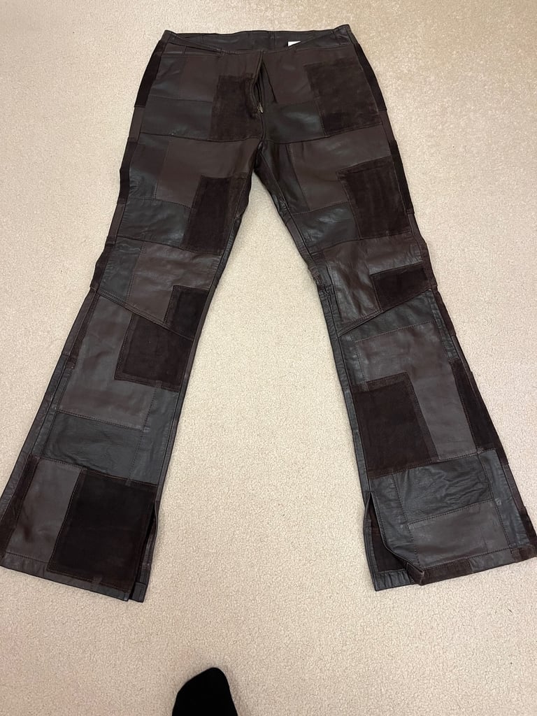 image for Patch leather jeans 