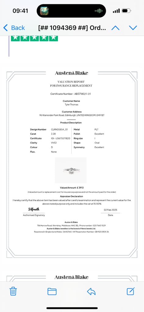 2.28ct Lab Grown Diamond Ring D VVS2 IGI Certified Platinum Oval -Austen & Blake