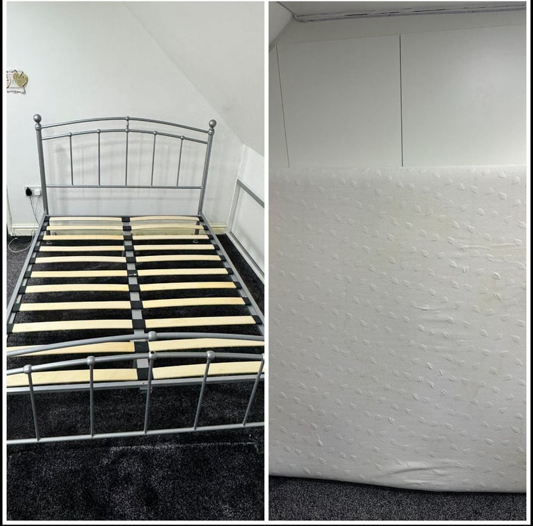 image for Double bed metal frame with mattress