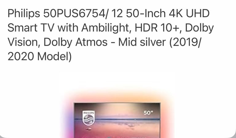Philips 50PUS6754/12 50 Inch 4K Ultra HD HDR 