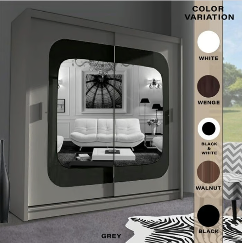 Brand New - Chelsea Mirror Sliding Door Wardrobe - Grey - SAME/NEXT DAY DELIVERY