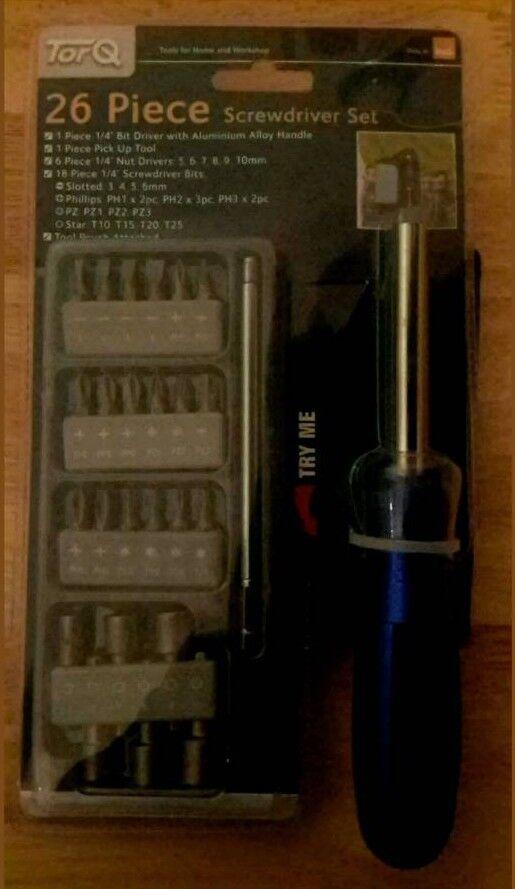 Torq 26 piece screwdriver set with tool pouch