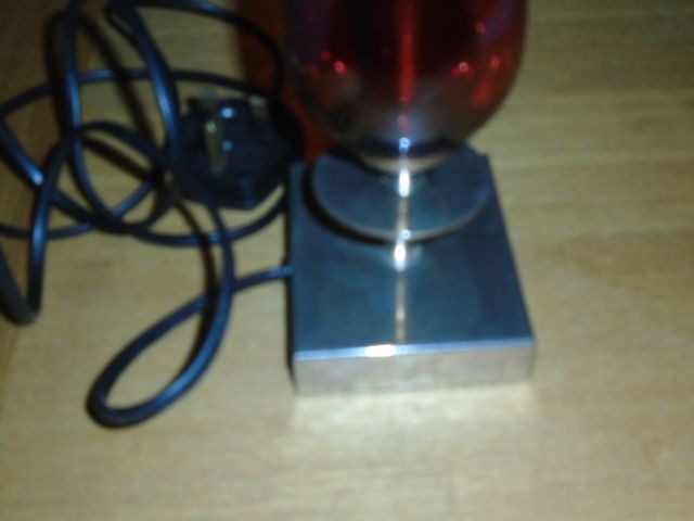 Vintage Ruby Coloured Glass & Metal Table Lamp