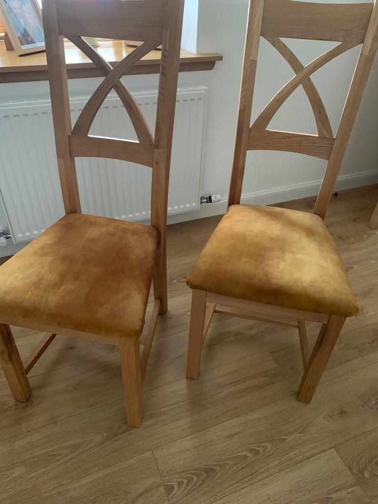 image for Pair new oak dining chairs