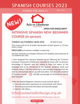 NEW- SPANISH NEW BEGINNER INTENSIVE COURSE in April!