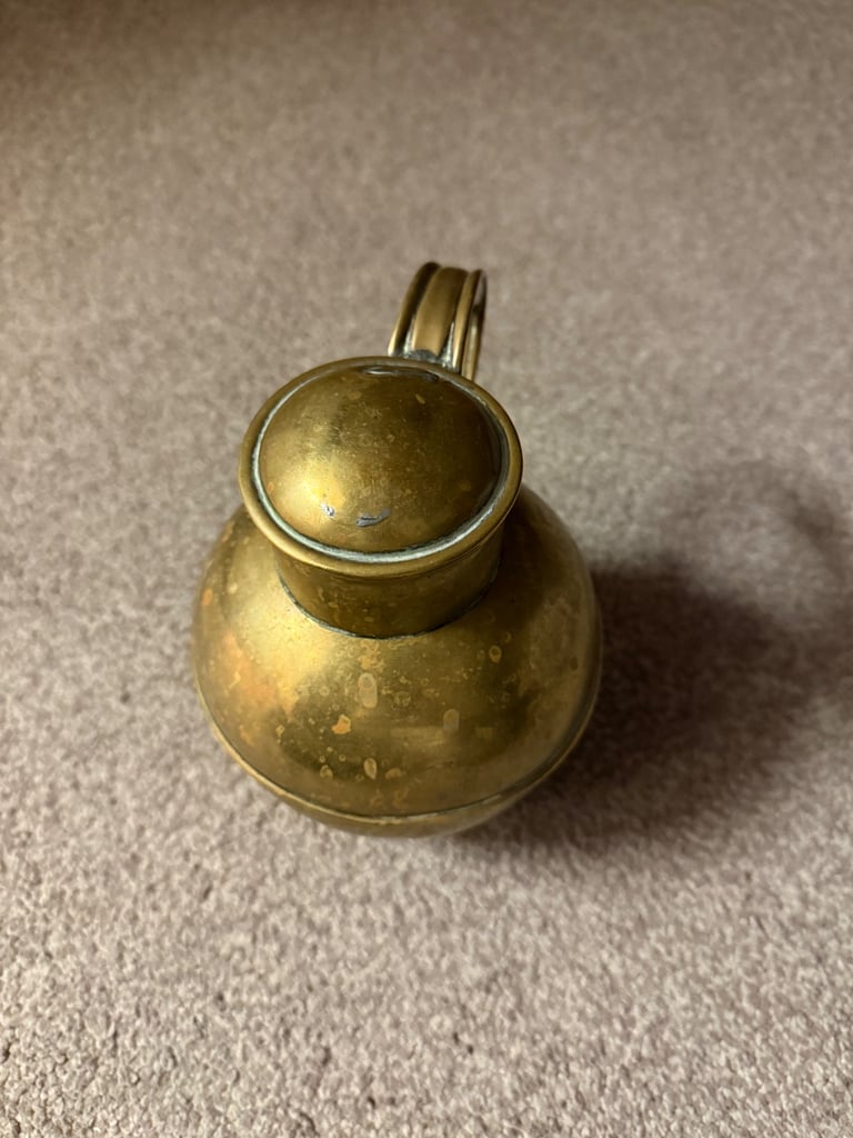 Vintage Brass Guernsey Jersey Jugs Pitcher Dented Antiques