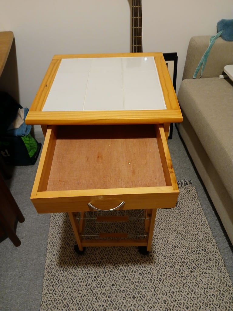 Kitchen Trolley with Ceramic Tile Top