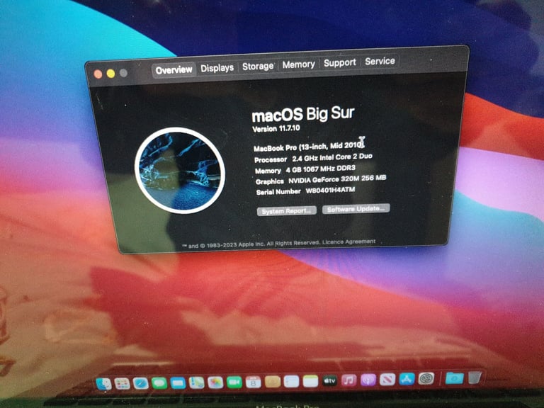 APPLE MACBOOK PRO A1278 13inch LAPTOP WITH CHARGER 2.4GHZ C2D, 4GB DDR3 128GB SSD RUNNING BIG SUR. 