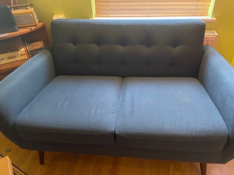 Next blue sofa two seater retro style compact £50 each