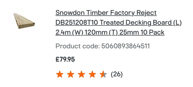 2.4m decking pack of 5