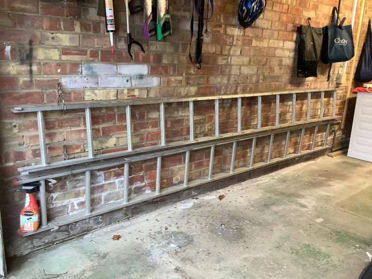 image for Extendable aluminium ladders, 3.5 m in length with working height of around 7 m
