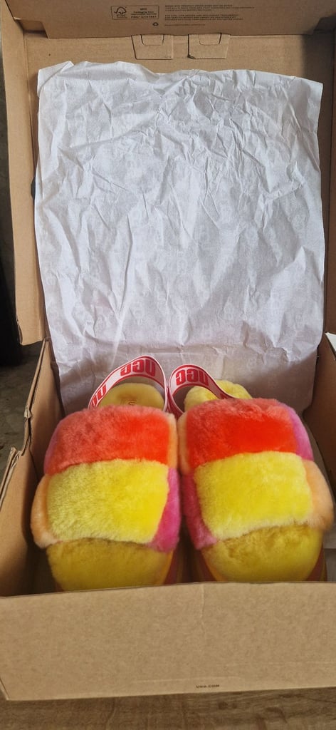 CHECKER SLIDE PRIDE RAINBOW YELLOW SANDAL UK 4/ US 6/EU 37 