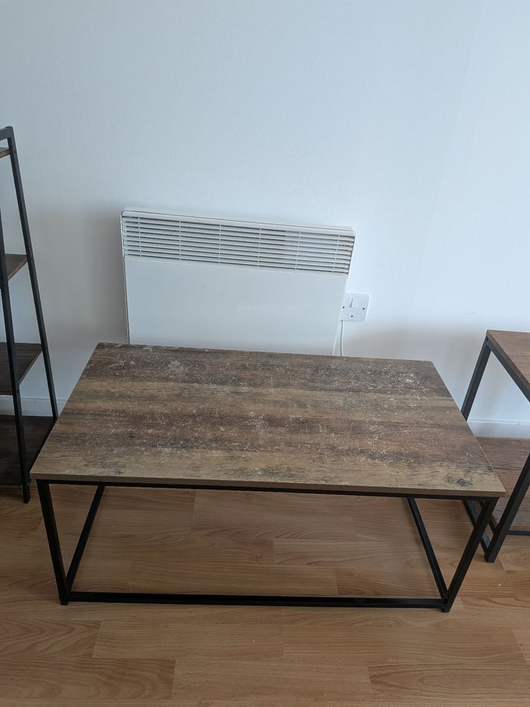 Wood and black metal coffee table 