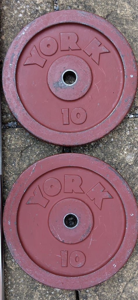 Barbell and 2 x 10kg weight plates