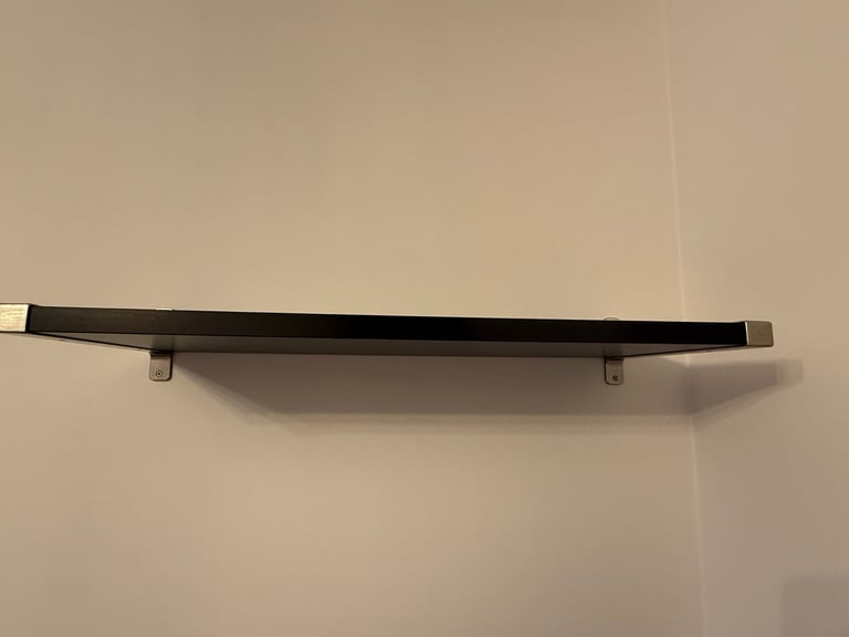 image for Ikea black shelf with fittings and brackets 