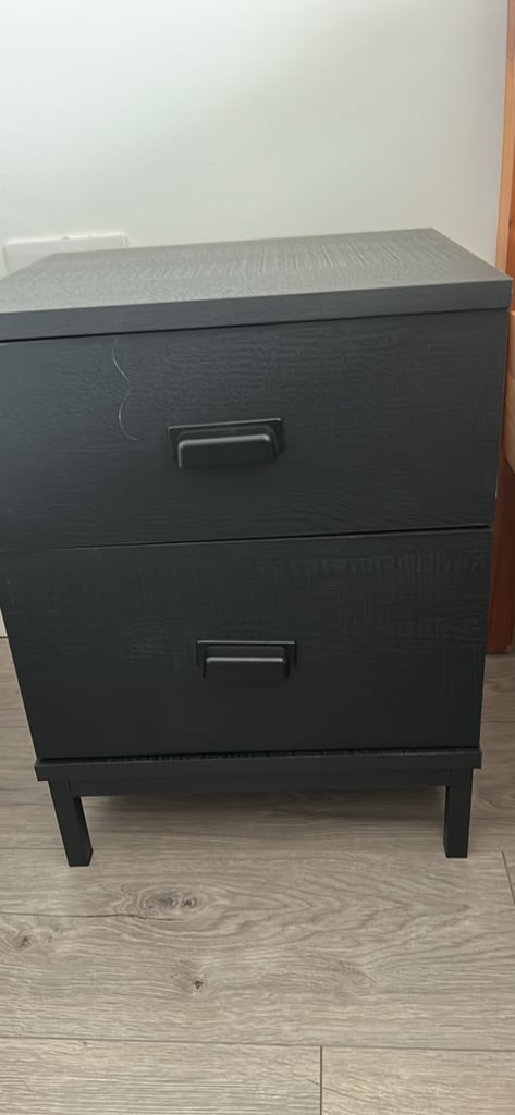 image for Black bedside table /cabinets drawers Fulton new 