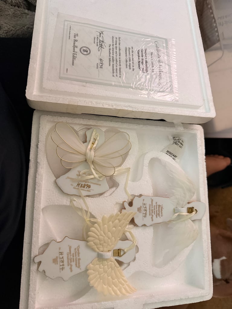 Full Set of 12 Bradford Editions Porcelain Angel Ornaments - Mint w/ Boxes & COAs
