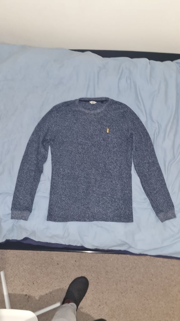image for Next, Blue/White Long Sleeve Sweatshirt T-Shirt, Size Large, Slim Fit