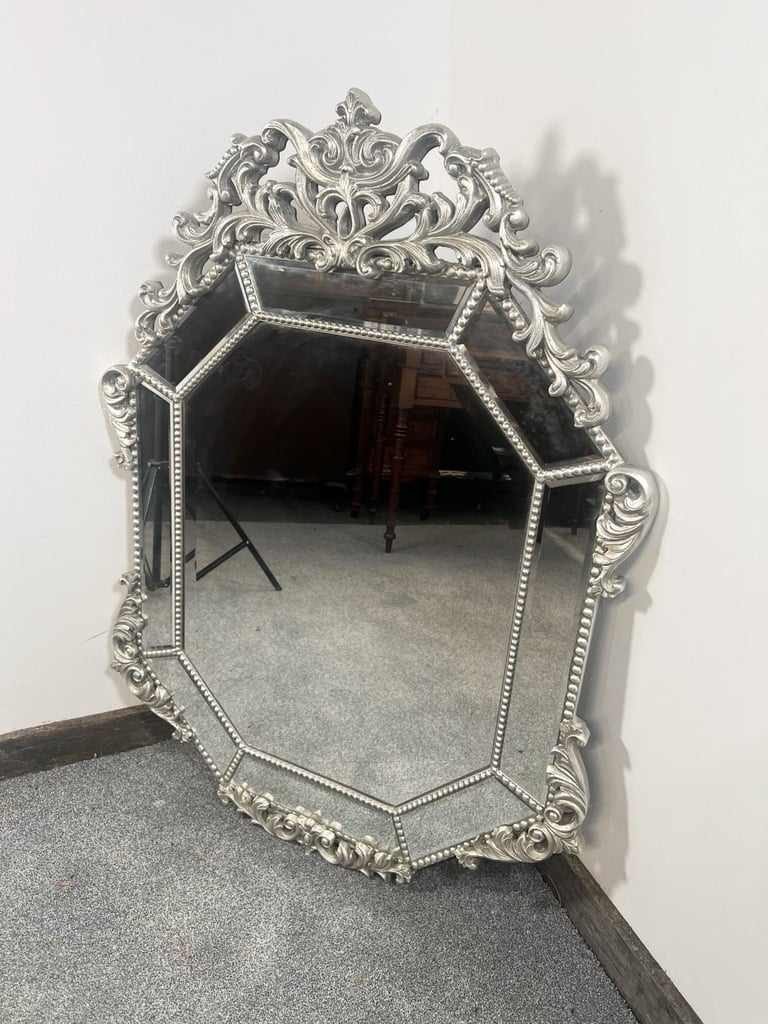 image for Classic French Style Venetian Mirror With Decorative Crest
