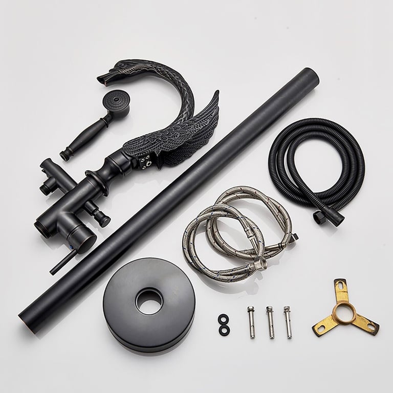 New Black Floor Mounted Free Standing Bath Filler with Hand Shower RRP £250 Our Price £165