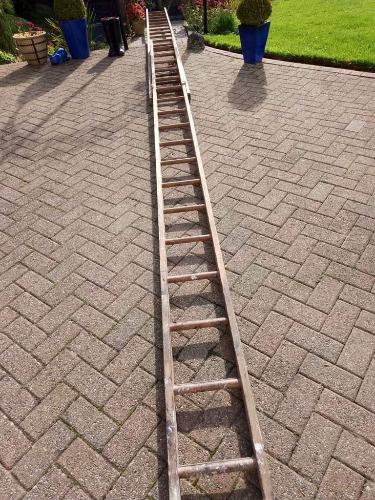 image for Long wooden ladders - 2-section, approx 8m max. reach