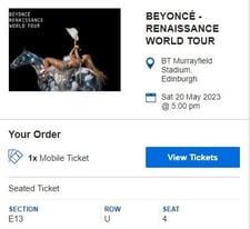 Beyonce- Renaissance World Tour ticket for sale