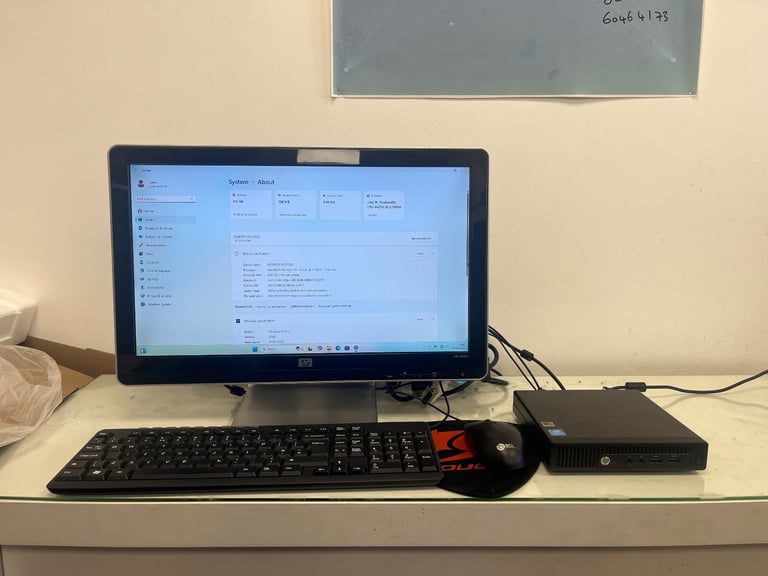 Hp mini pc Intel Pentium 120gb ssd. Intel hd graphics 510 8gb ram 20” monitor  windows 11 office 365