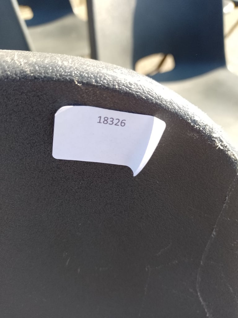 Black stacking chairs, Ref:18326 10 available @£10 each £10.00