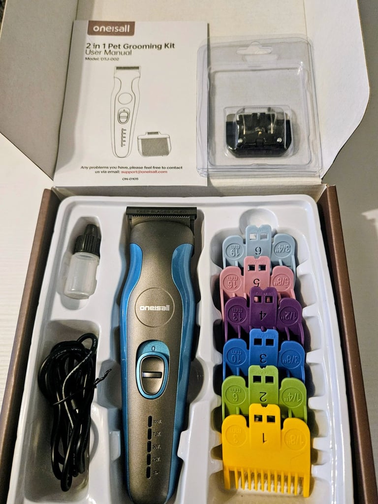 image for Oneisall Dog Clippers & Paw Trimmer Dual Blade Grooming Kit