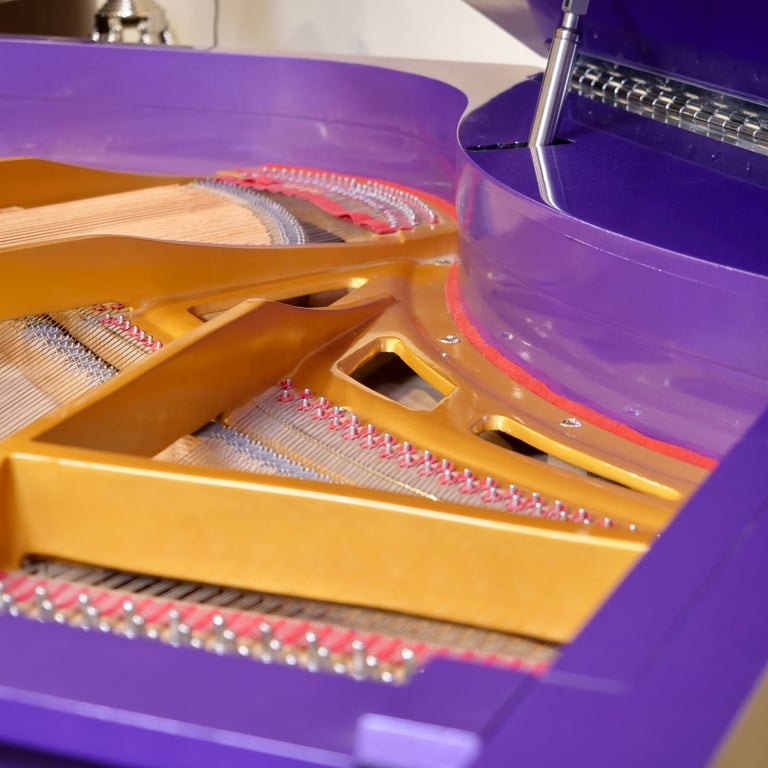 Bespoke Interior Square Grand Piano | Purple & Cream | Delivery, Stool, Tuning
