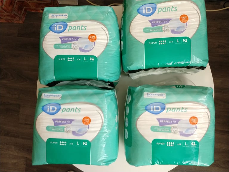 image for 4 packs ID pants super, incontinence pull ups. 14 in each pack