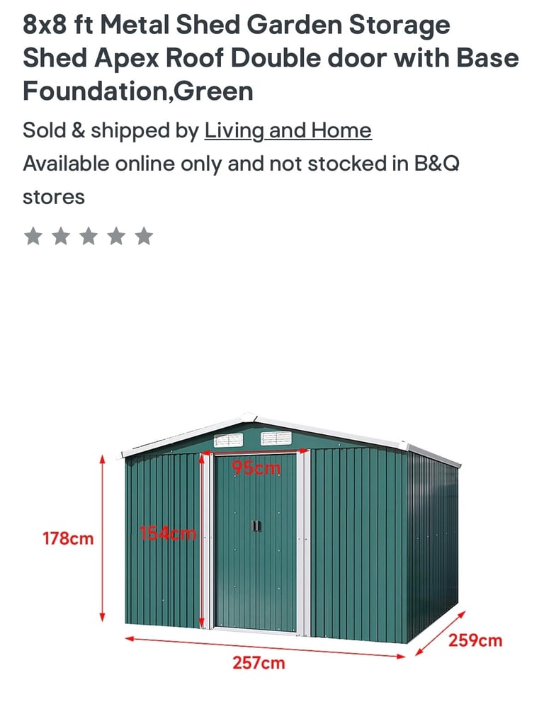 B&Q Metal Garden Shed