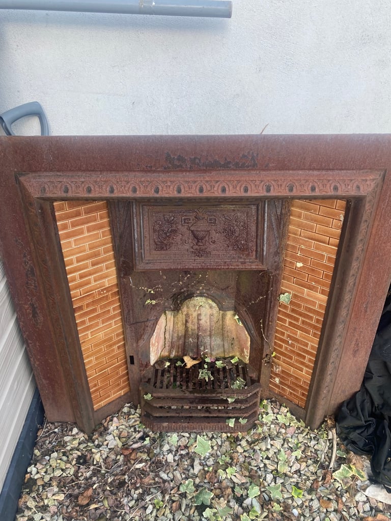 Antique cast iron Victorian fireplace insert 
