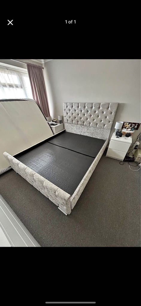 image for King size bed with mattress for £150(we can deliver)