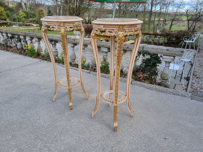 2  Large Ornate Egyptian Stands (Granite Top)