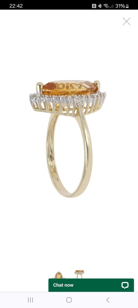 9ct Yellow Gold 0.15ct Diamond And Citrine Cluster Ring