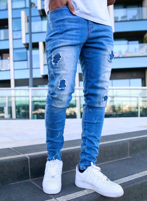 Patchwork Paint Jeans - Dark Blue – N V L T Y