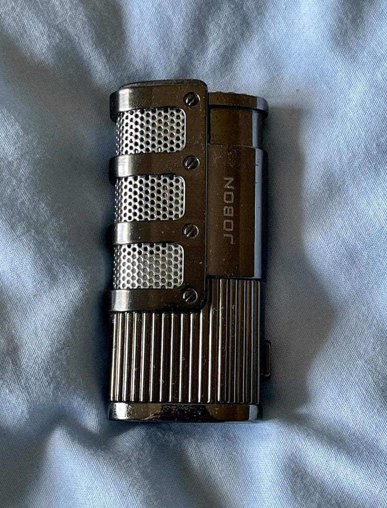 image for Jobon Jet Metal Windproof Blue Flame Straight Stripe Turbo Torch Lighter Gift 