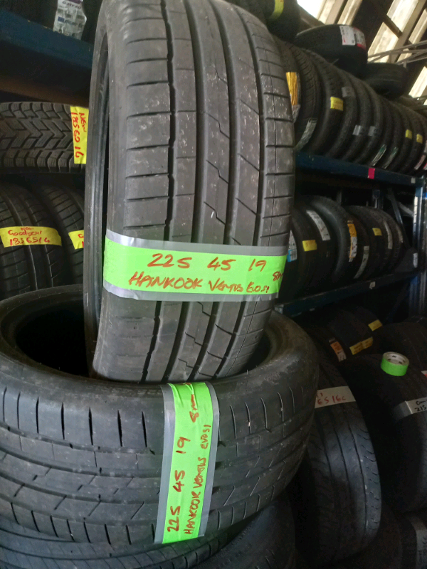 Matching pair 225 45 19 hankook tyres 8mm free fit 7days