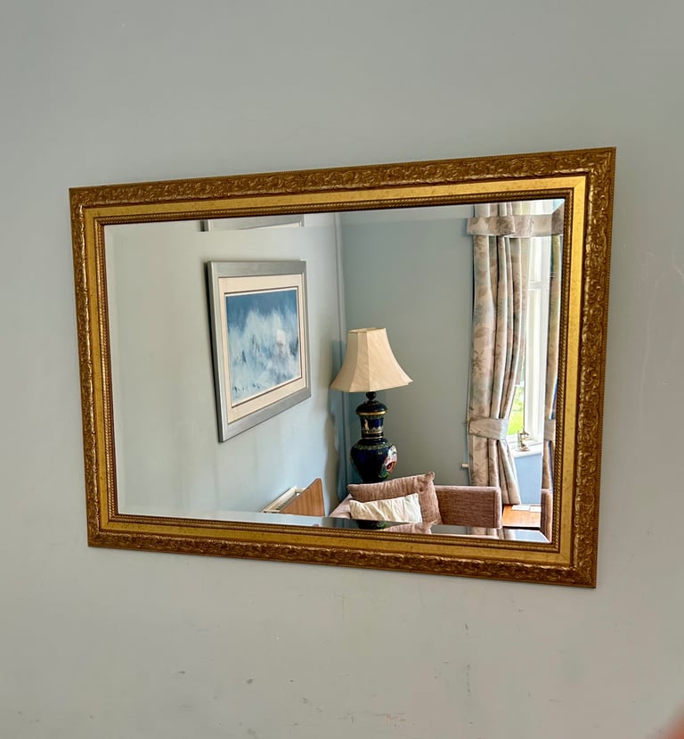 image for Gilt Picture Framed Bevelled Mirror  H24in/61cm W35in/89cm Good condition   C459