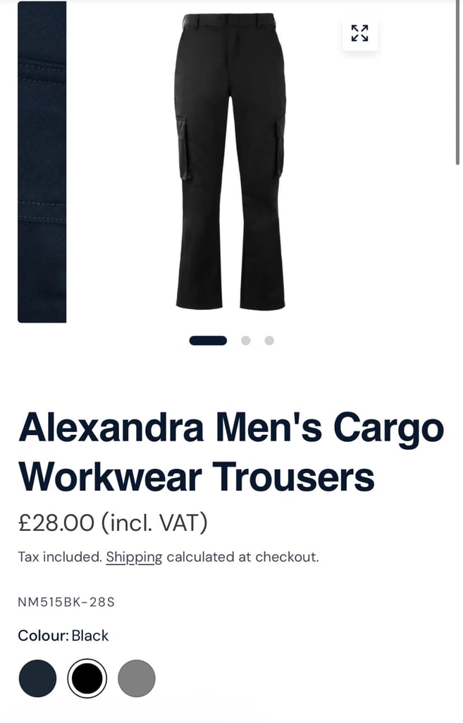 Alexandra Men’s Cargo Workwear Trousers Black Various Sizes NEW