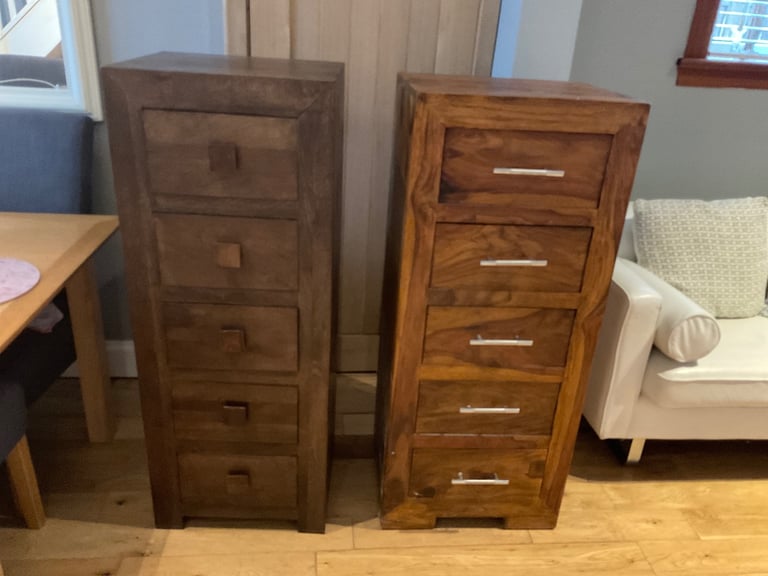 Two solid wood, sets of drawers. 